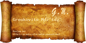 Greskovits Máté névjegykártya