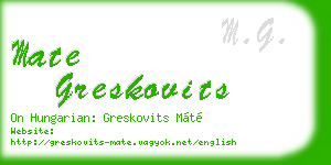 mate greskovits business card